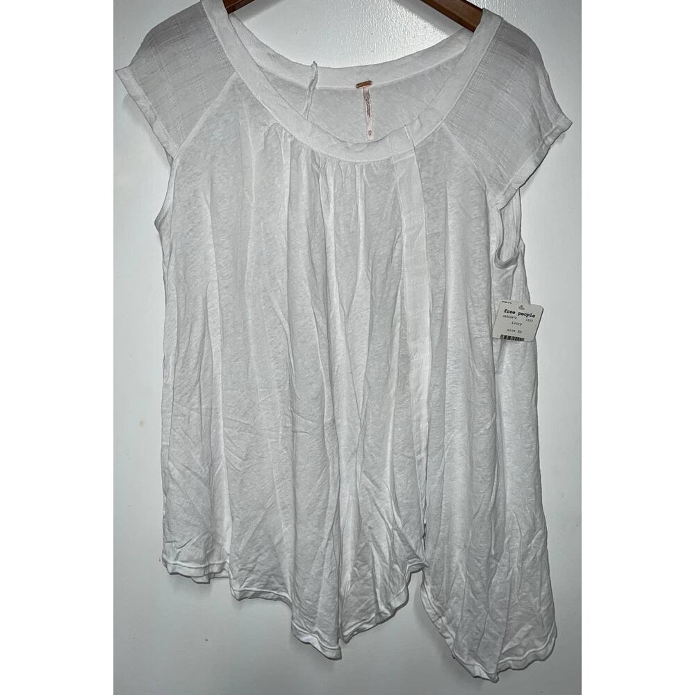 NWT Free People Keep It Casual Tee Linen Blend Oversized XS